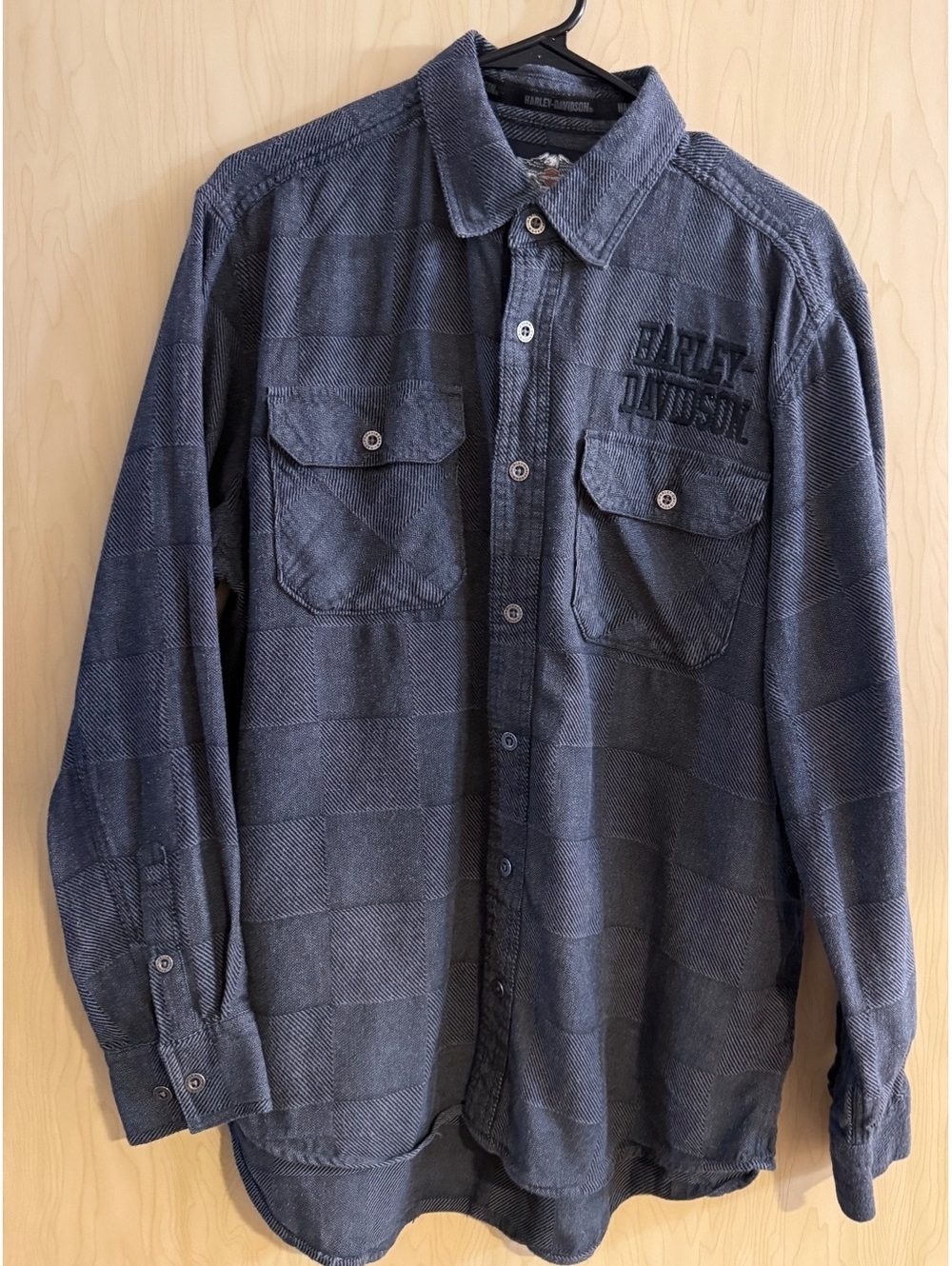 Harley-Davidson long-sleeve button-down Checkered pattern dark grey size L